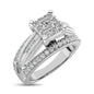 Sterling Silver 1/2 Ct.tw Diamond Square Frame Engagement Ring