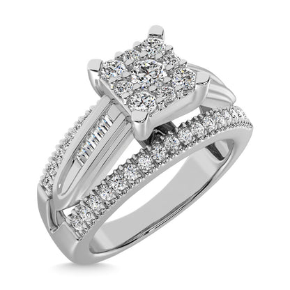 10K White Gold 1/2 Ct.Tw. Diamond Engagement Invisible Ring