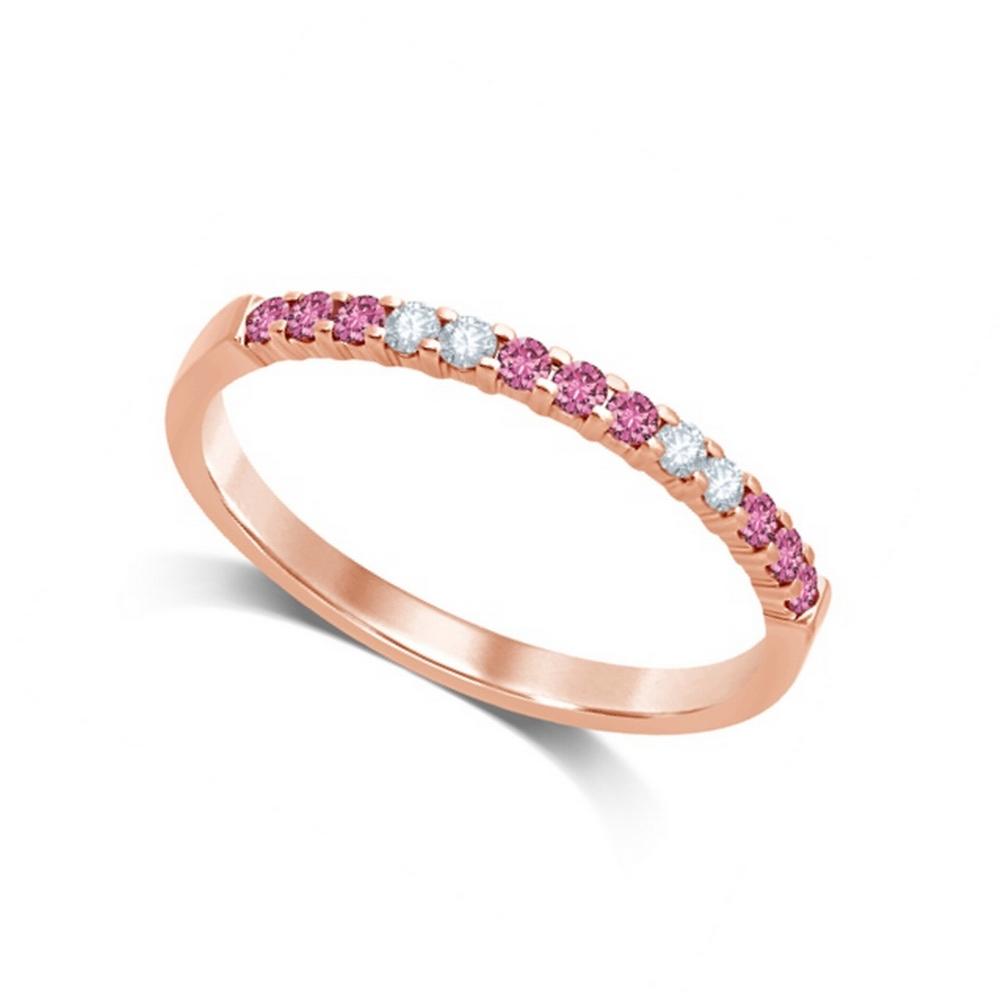 14K Rose Gold 1/4 Ct.tw Pink Sapphire & Diamond Machine Band
