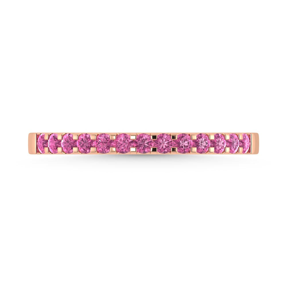 14K Rose Gold 1/4 Ct.tw Pink Sapphire & Diamond Machine Band