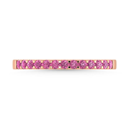 14K Rose Gold 1/4 Ct.tw Pink Sapphire & Diamond Machine Band