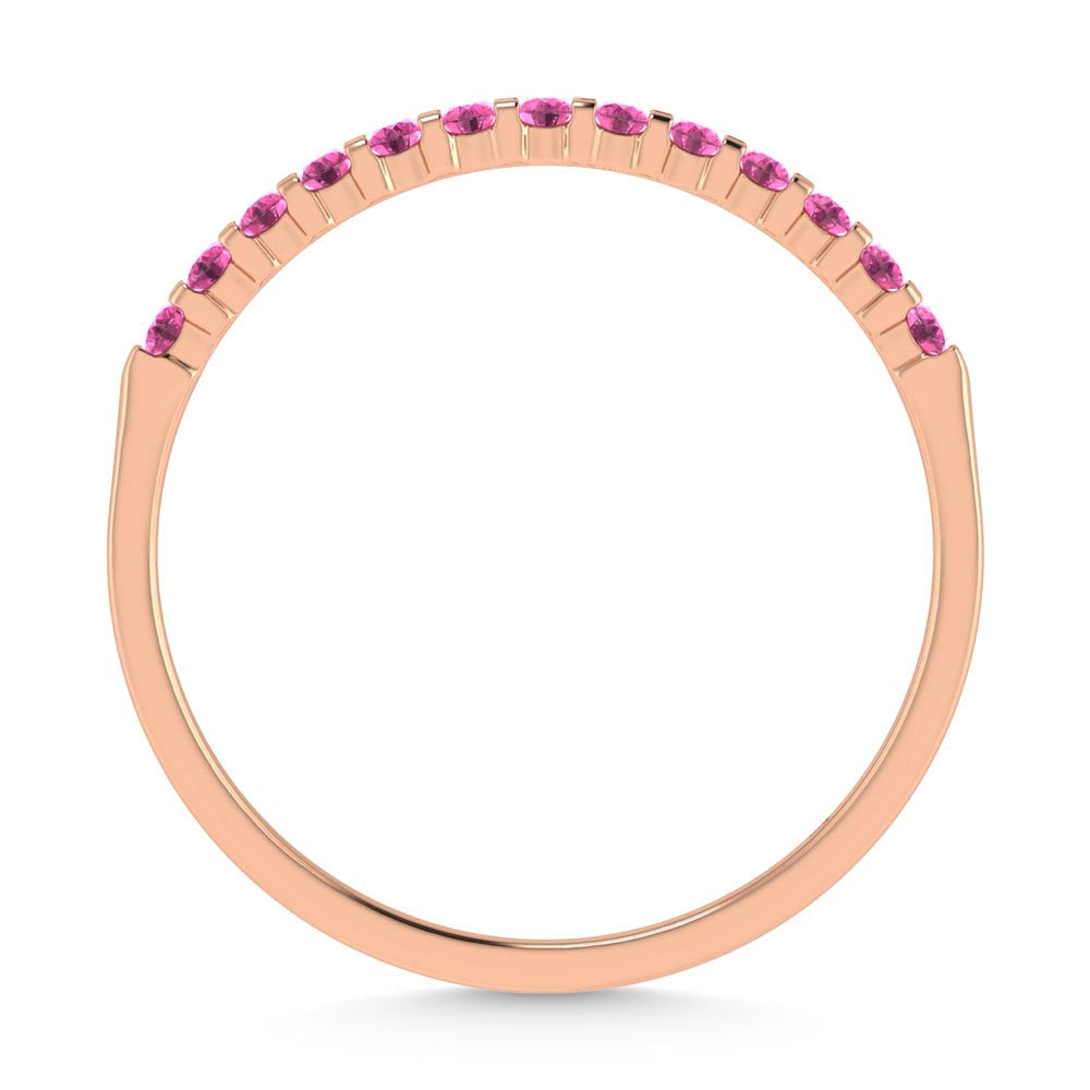 14K Rose Gold 1/4 Ct.tw Pink Sapphire & Diamond Machine Band