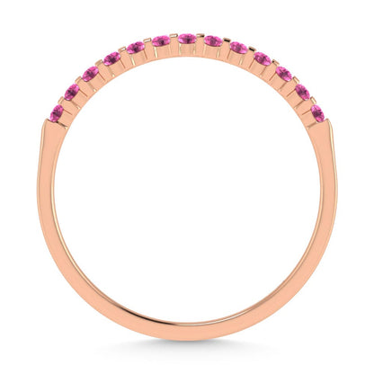 14K Rose Gold 1/4 Ct.tw Pink Sapphire & Diamond Machine Band