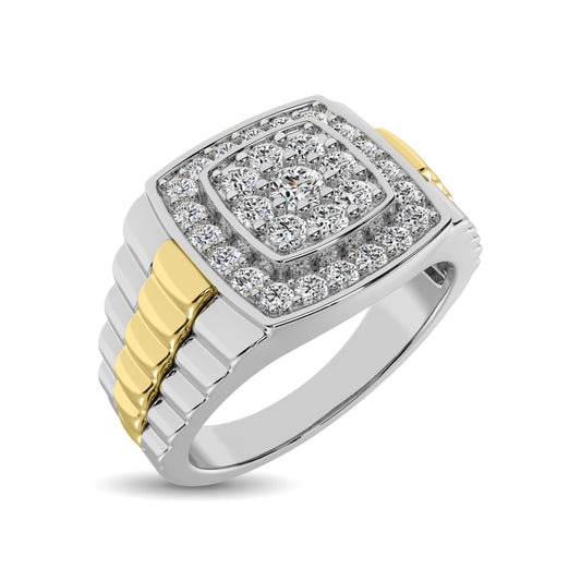 10K White Gold with Accent of 10K Yellow Gold 3/4 Ct.Tw. Diamond Men�s Fashion Ring