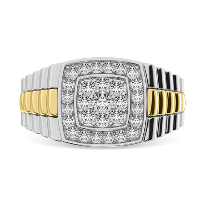 10K White Gold with Accent of 10K Yellow Gold 3/4 Ct.Tw. Diamond Men�s Fashion Ring