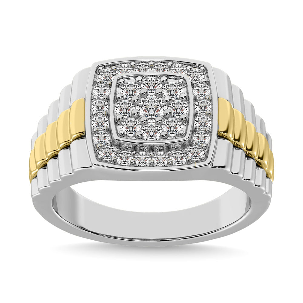 10K White Gold with Accent of 10K Yellow Gold 3/4 Ct.Tw. Diamond Men�s Fashion Ring
