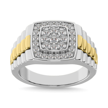 10K White Gold with Accent of 10K Yellow Gold 3/4 Ct.Tw. Diamond Men�s Fashion Ring