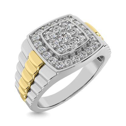 10K White Gold with Accent of 10K Yellow Gold 3/4 Ct.Tw. Diamond Men�s Fashion Ring