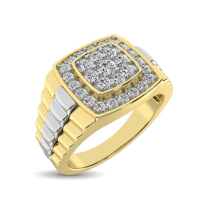 10K Yellow Gold with Accent of 10K White Gold 3/4 Ct.Tw. Diamond Men�s Fashion Ring