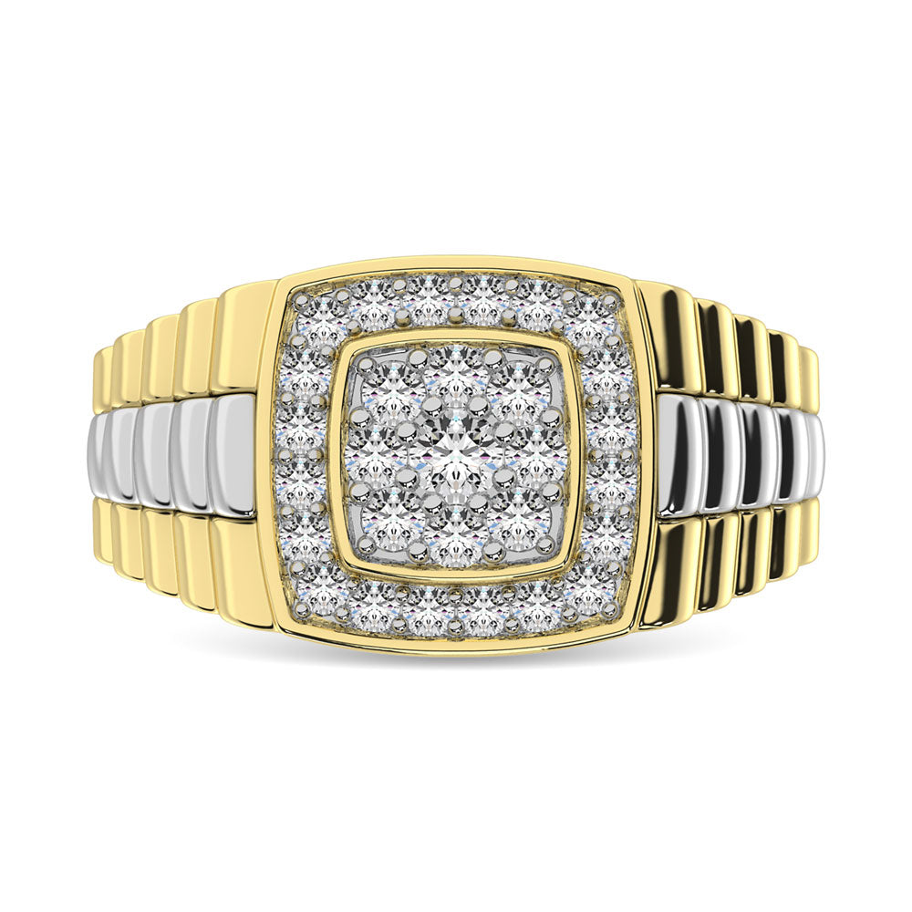 10K Yellow Gold with Accent of 10K White Gold 3/4 Ct.Tw. Diamond Men�s Fashion Ring