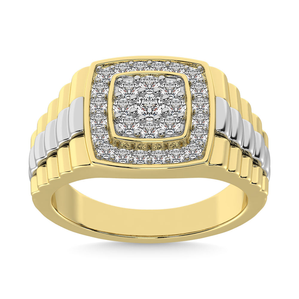 10K Yellow Gold with Accent of 10K White Gold 3/4 Ct.Tw. Diamond Men�s Fashion Ring