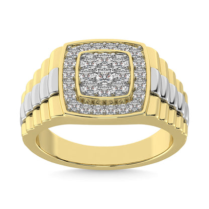 10K Yellow Gold with Accent of 10K White Gold 3/4 Ct.Tw. Diamond Men�s Fashion Ring
