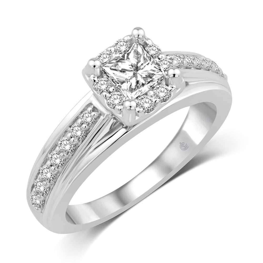 14K White Gold 9/10 Ct.Tw. Diamond Engagement