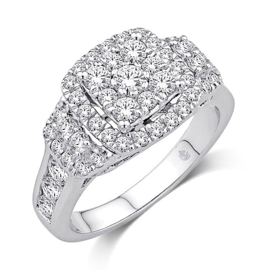 14K White Gold 1 1/2 Ct.Tw. Diamond Engagement Ring