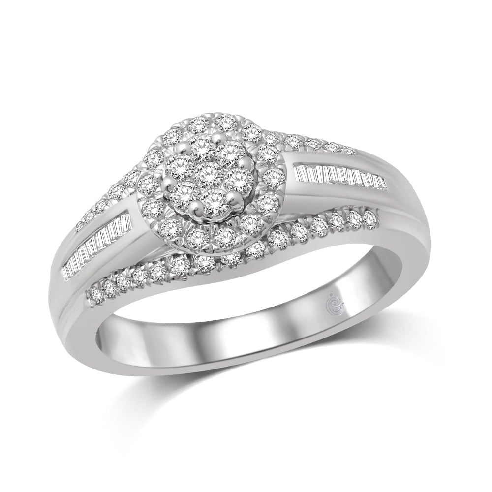 Flower Composite 1/2 Ct.tw Diamond Engagement Ring