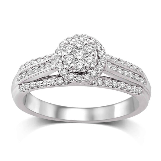 Flower Composite 1/2 Ct.tw Diamond Engagement Ring