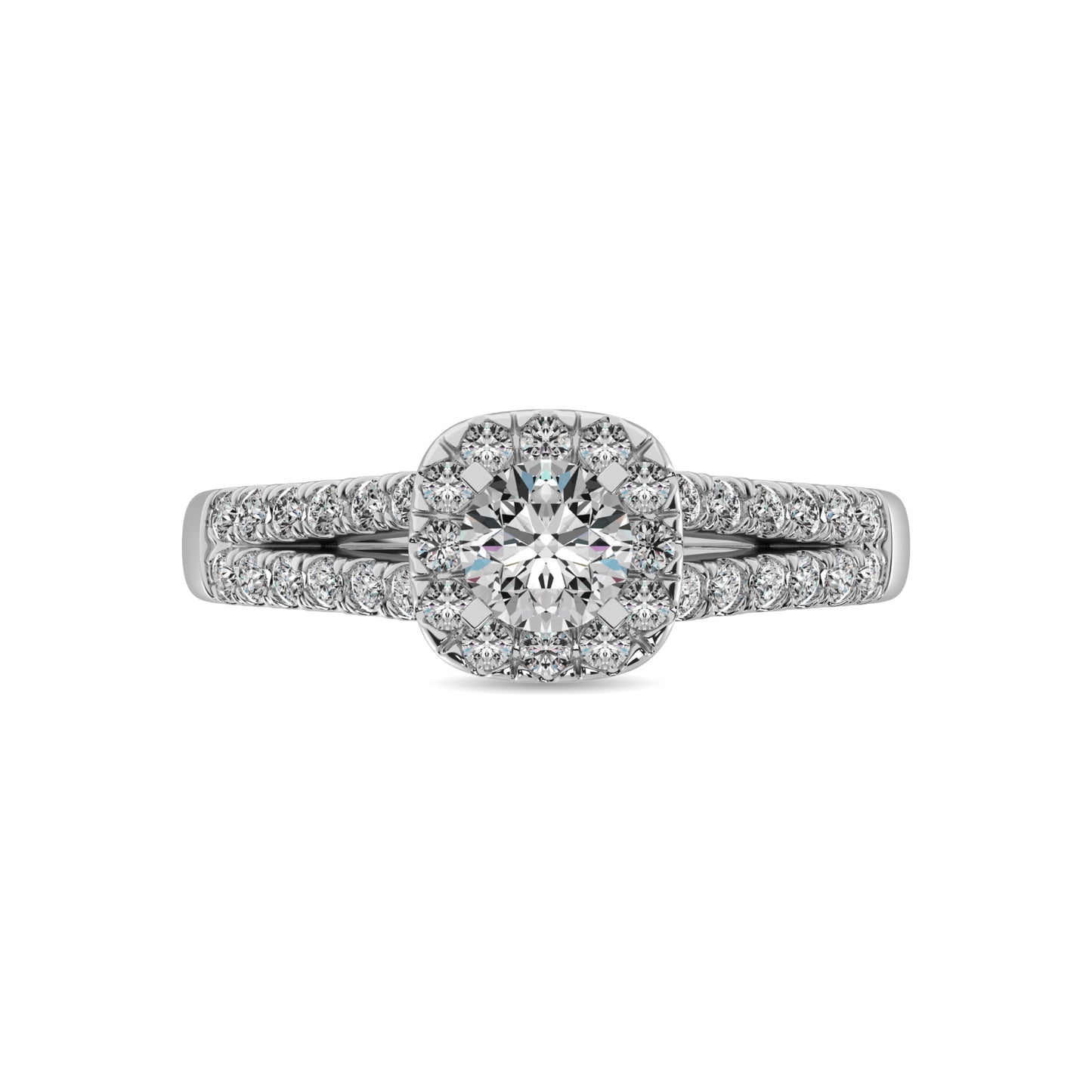 14K White Gold 1 Ct.Tw. Diamond Halo Engagement Ring