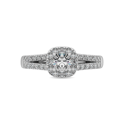 14K White Gold 1 Ct.Tw. Diamond Halo Engagement Ring
