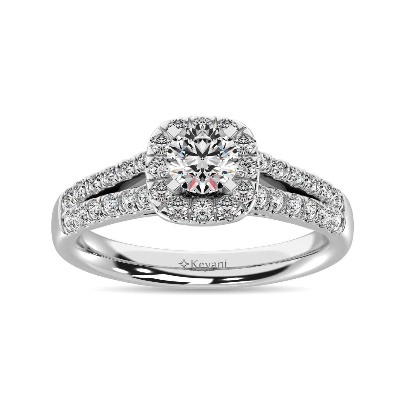 14K White Gold 1 Ct.Tw. Diamond Halo Engagement Ring