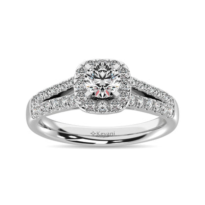 14K White Gold 1 Ct.Tw. Diamond Halo Engagement Ring