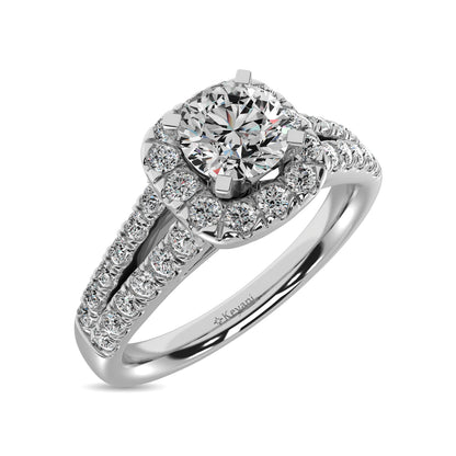 14K White Gold 1 Ct.Tw. Diamond Halo Engagement Ring