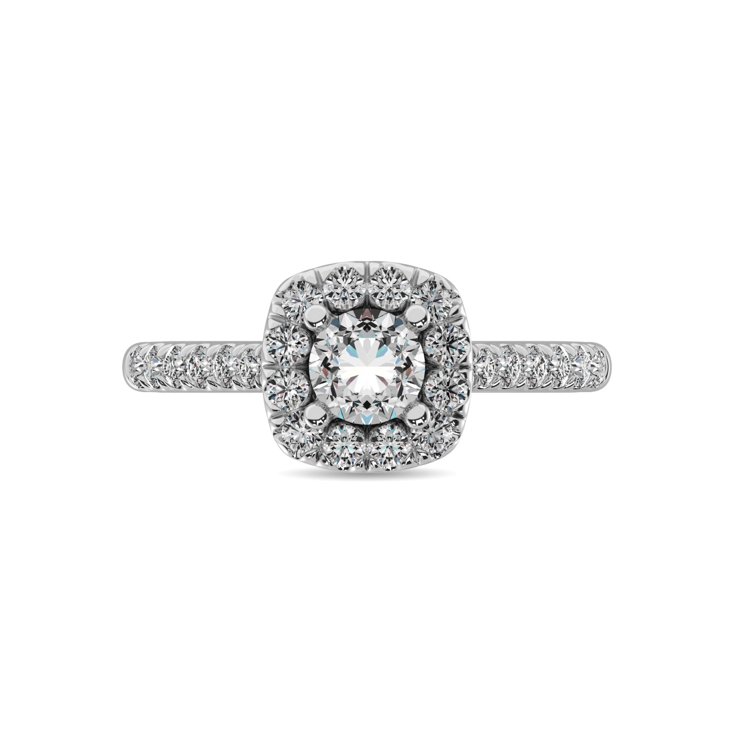 14K White Gold 9/10 Ct.Tw. Diamond Halo Engagement Ring
