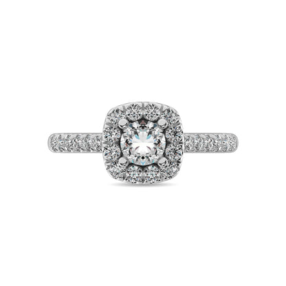 14K White Gold 9/10 Ct.Tw. Diamond Halo Engagement Ring