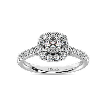 14K White Gold 9/10 Ct.Tw. Diamond Halo Engagement Ring
