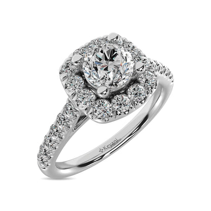 14K White Gold 9/10 Ct.Tw. Diamond Halo Engagement Ring