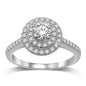 14K White Gold 1 1/2 Ct.Tw. Diamond Halo Engagement Ring