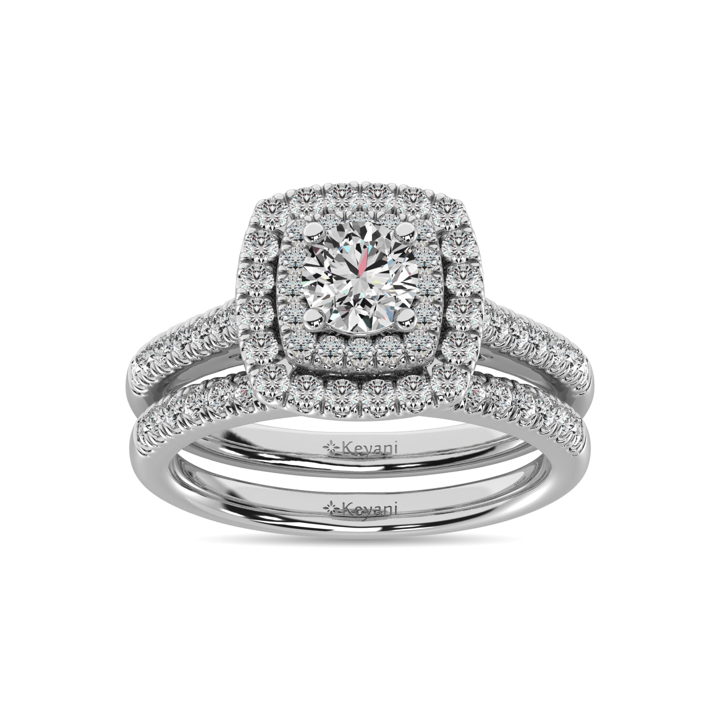 14K White Gold 1 Ct.Tw. Diamond Halo Engagement Ring