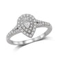 14K White Gold 1/2 Ct.Tw. Diamond Halo Engagement Ring
