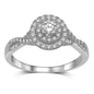 14K White Gold 1/2 Ct.Tw. Diamond Halo Engagement Ring