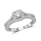 14K White Gold 1 Ct.Tw. Diamond Halo Engagement Ring