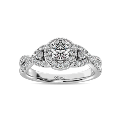 14K White Gold 1 Ct.Tw. Diamond Halo Engagement Ring