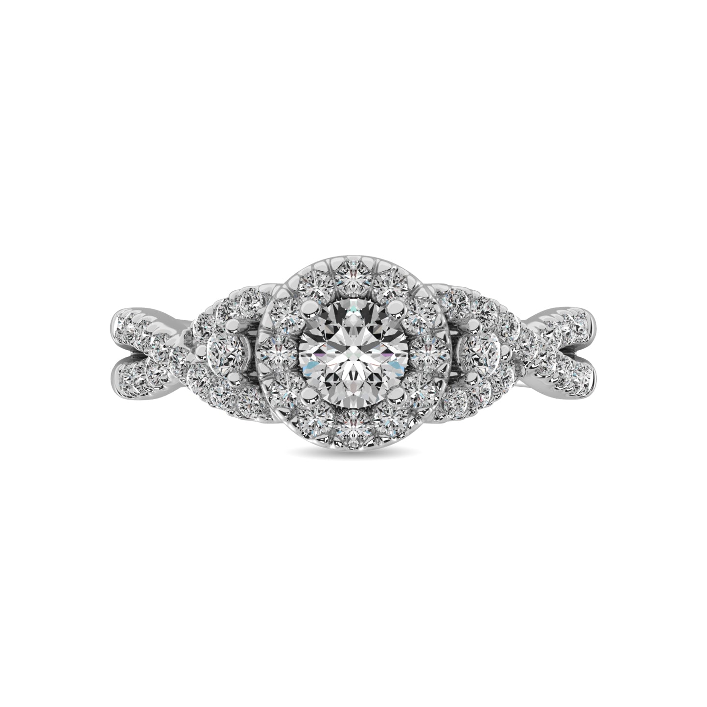 14K White Gold 1 Ct.Tw. Diamond Halo Engagement Ring