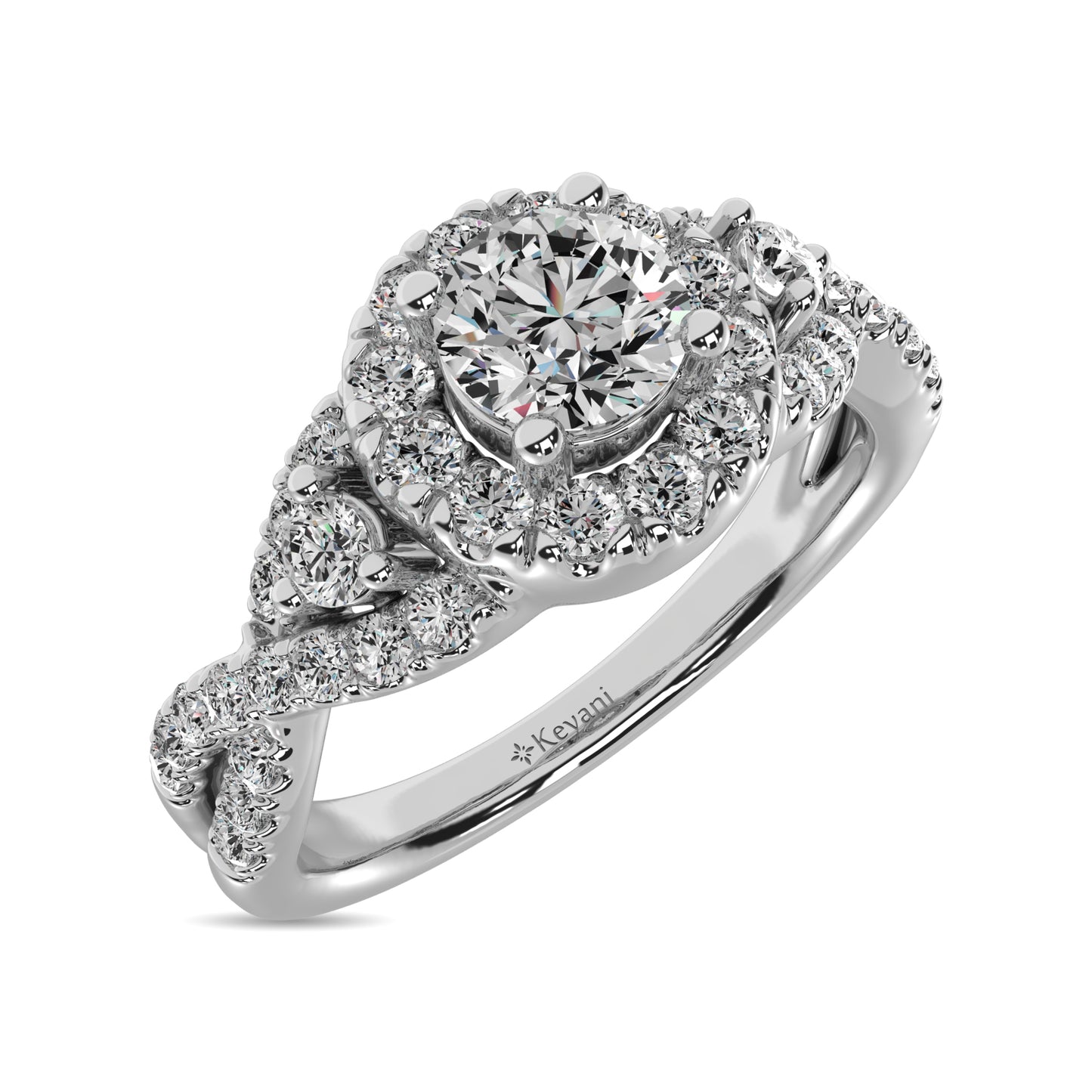 14K White Gold 1 Ct.Tw. Diamond Halo Engagement Ring