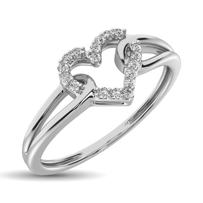 10K White Gold 1/20 Ct.tw Diamond Heart Ring