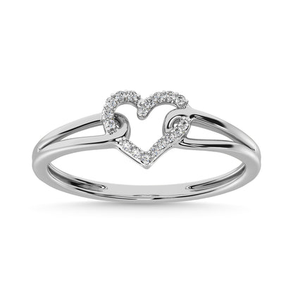 10K White Gold 1/20 Ct.tw Diamond Heart Ring