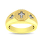 10K Yellow Gold 1/20 Ct.Tw. Diamond Men's Cross Ring
