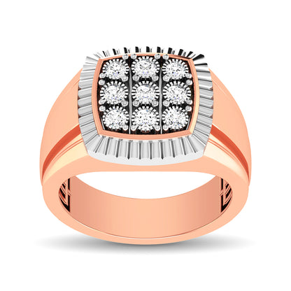 10K Rose Gold 1/5 Ct.Tw. Diamond Illusion Men's Fashion Ring