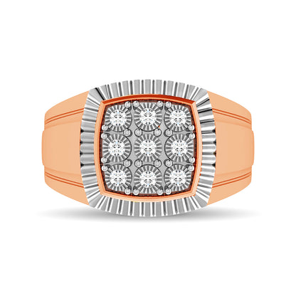 10K Rose Gold 1/5 Ct.Tw. Diamond Illusion Men's Fashion Ring