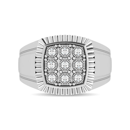 10K White Gold 1/5 Ct.Tw. Diamond Illusion Men's Fashion Ring