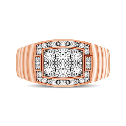 10K Rose Gold 1/4 Ct.Tw. Diamond Illusion Men's Fashion Ring