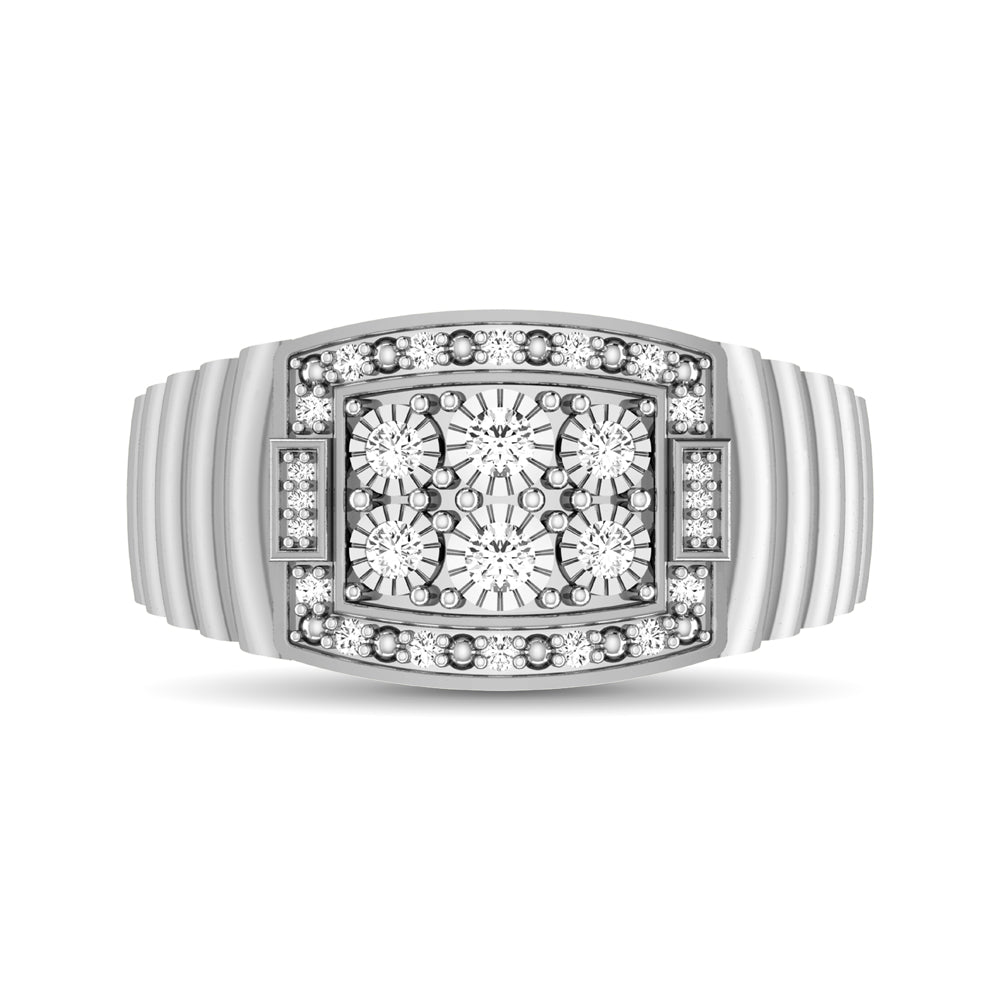 10K White Gold 1/4 Ct.Tw. Diamond Illusion Men's Fashion Ring