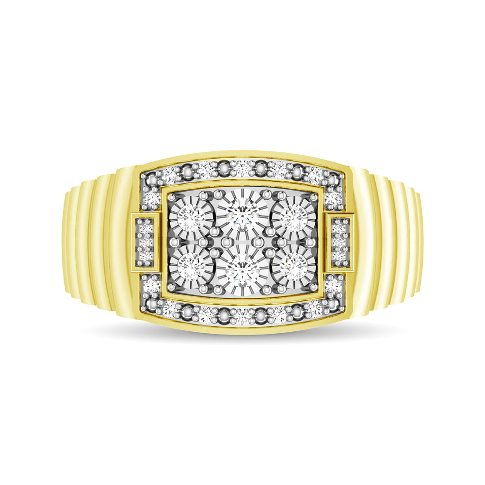10K Yellow Gold 1/4 Ct.Tw. Diamond Illusion Men's Fashion Ring