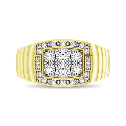 10K Yellow Gold 1/4 Ct.Tw. Diamond Illusion Men's Fashion Ring