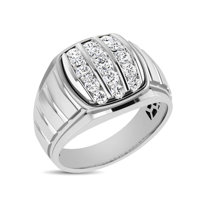 10K White Gold 1 Ct.Tw. Diamond Vertical Stripe Men�s Fashion Ring