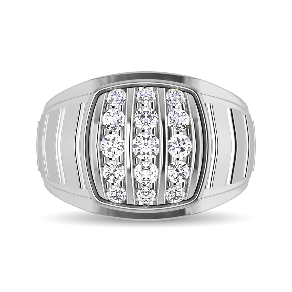 10K White Gold 1 Ct.Tw. Diamond Vertical Stripe Men�s Fashion Ring