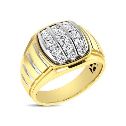 10K Yellow Gold 1 Ct.Tw. Diamond Vertical Stripe Men�s Fashion Ring